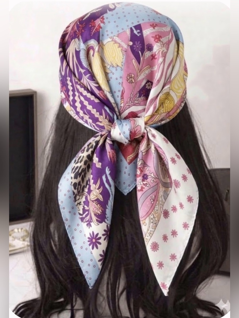 Multicolor Floral & Paisley Silky Headscarf - Elegant Women’s Accessory